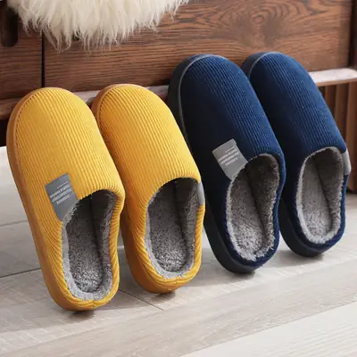 Cotton Slippers Men's Autumn and Winter Indoor Household fleece-lined Non-slip Slippers Women's Winter Couple's Thick Bottom Warm Moon Slippers