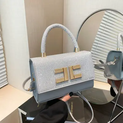 Women's Stitching Handbag Grey Square Shoulder Crossbody