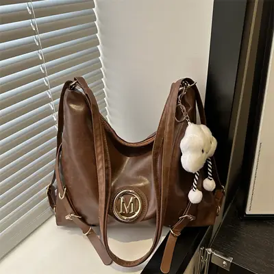Women's Brown ML Logo Shoulder Bag with Cloud Accent