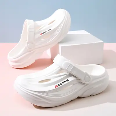 Thick Sole Hole Shoes Women's Summer Breathable Heightening Baotou Top-free Foot Deodorant Outdoor Beach All-match Soft Sandals