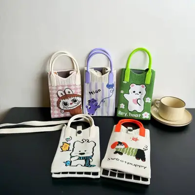 Cartoon Knitted Crossbody Bag for Girls