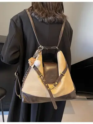 Women's Grey Leather Shoulder Bag with Tassel