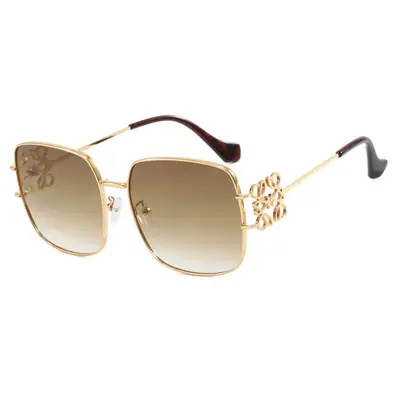 Women Retro Sunglasses Metal Gold Large Frame All Match