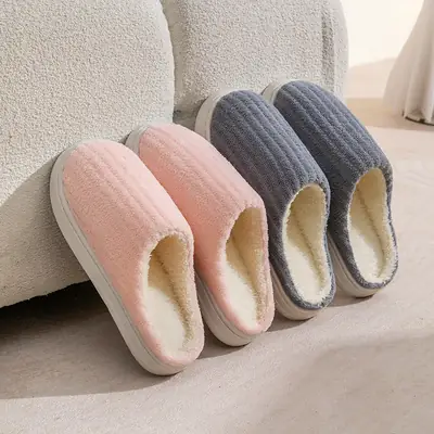 2026 Cotton Slippers for Women, Indoor Warm Plush Slippers with a Soft Feel, Non-Slip Winter New Model Cotton Slippers for Men, Home Use