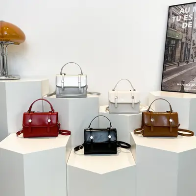 Vintage Black Shoulder Bag for Women 2024 Winter