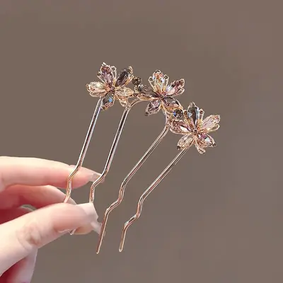 Crystal Maple Leaf Hair Comb & Pin for Women