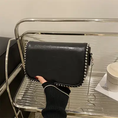Vintage Rivet Bag Women's Black 2024 Winter