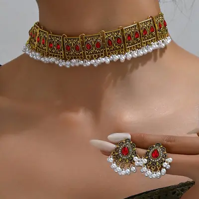Europe and the United States cross-border fashion retro peacock wings drop spike exaggerated ladies necklace earrings jewelry suit