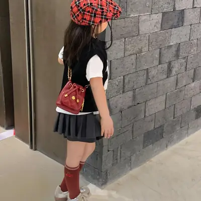 Stylish Girl's Brown Crossbody Bag with Gold Chain