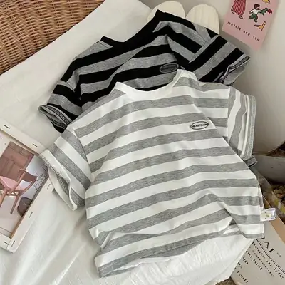 Korean Style Striped T-Shirt for Girls 2026