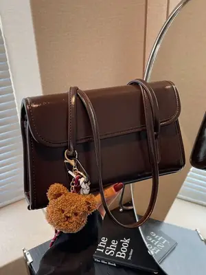 Women's Brown Tassel Shoulder Bag with Long Strap
