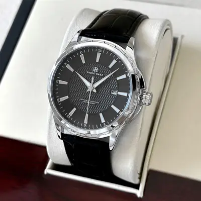 Men's Black Dial Quartz Watch with Black Strap