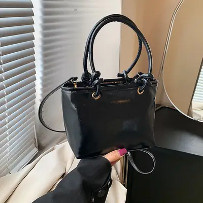 Retro Textured Bucket Bag Brown Winter New