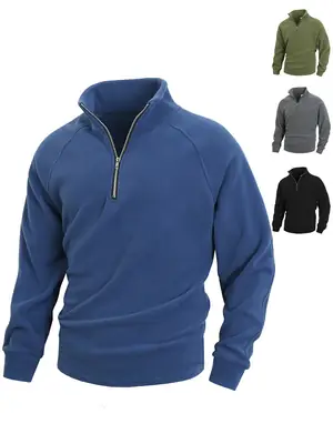 Men Brushed Plain Long Sleeve Pullover Black