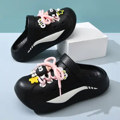 Women's Beige Croc Slippers with Mirror Decor