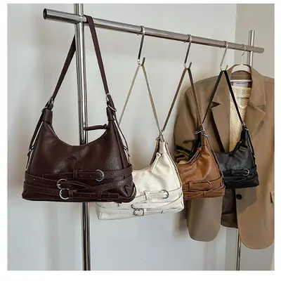 Women's Brown Leather Shoulder Crossbody Bag Large Capacity 2024