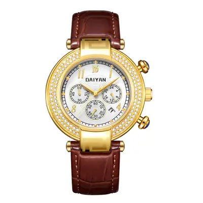 Daiyan Gold Diamond Watch for Men Women Waterproof Belt
