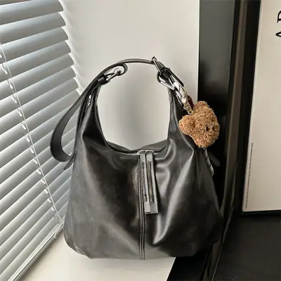 Women's Black Leather Shoulder Crossbody Bag 2024