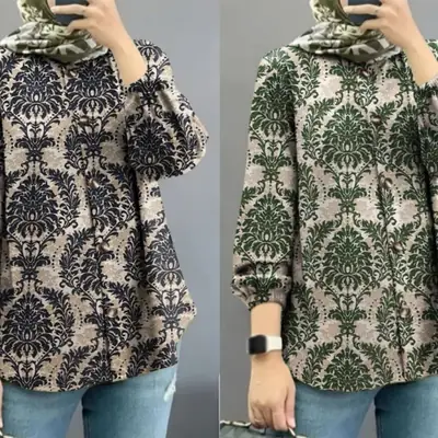 Women Muslim Floral Puff Sleeves 2025