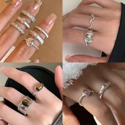 Silver Flower Open Ring for Women High End Fashion