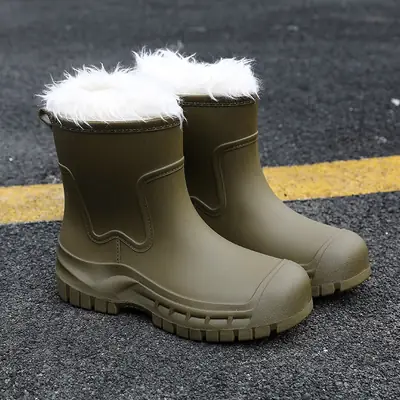 Women's Mid-barrel Rain Boots Fashionable Waterproof Anti-slip Rubber Shoes Good-looking Rain Boots Women's Adult Four Seasons Water Shoes Water Boots