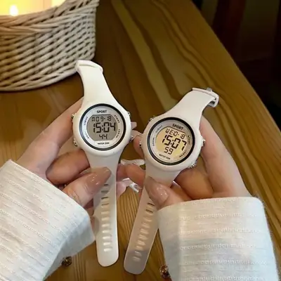 Pink Digital Alarm Watch for Girls with LED Light