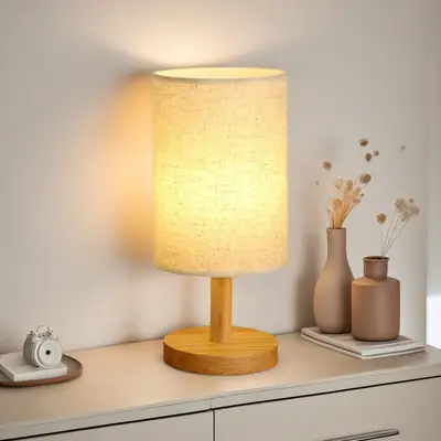USB Wired Wooden Table Lamp Night Light for Bedroom