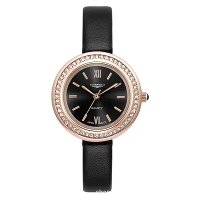 Elegant Black Quartz Watch for Women