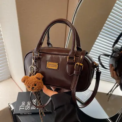 2025 Red Leather Crossbody Bag with Tassel