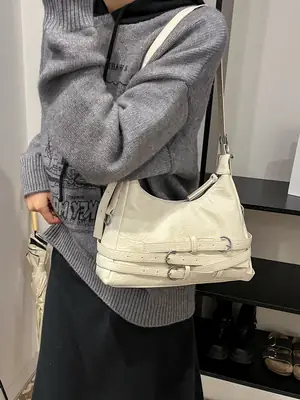 Women's Brown Leather Commuter Tote Bag with Long Strap