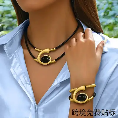 European & American Bohemian Spiral Gemstone Jewelry Set