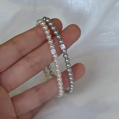 Women's Zircon Pearl Bracelet Set of 2