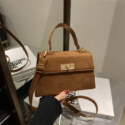 2024 Red Leather Shoulder Bag with Gold Clasp