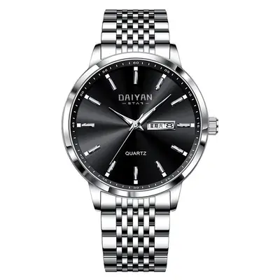 Daiyan Men's Silver Quartz Watch with Calendar & Lumen Display