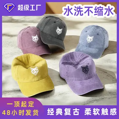 Light Blue Wolf Embroidered Baseball Cap for Women