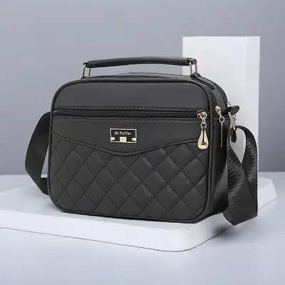 Black Quilted Crossbody Bag for Women 2025