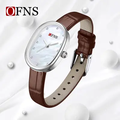 Women's Quartz Watch with Leather Strap & Diamond Dial