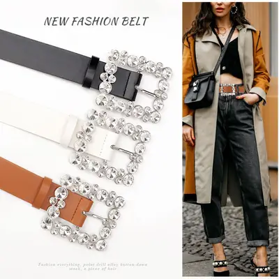 Women's Diamond Belt with Elegant Belt Buckle