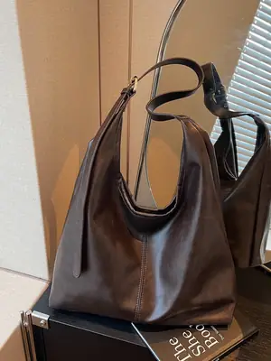 Black Leather Crossbody Bag for Women Large Capacity