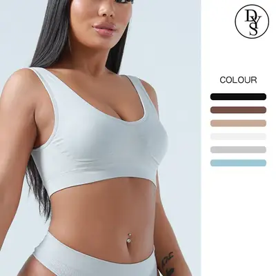 Women's Light Blue Shockproof Yoga Bra Vest No Rings