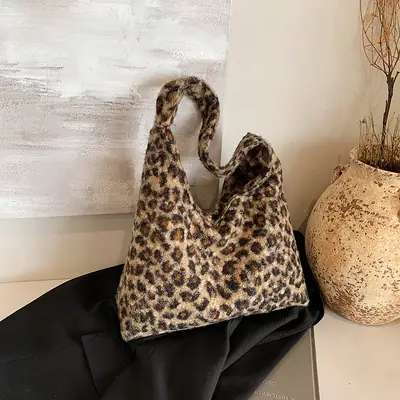 Leopard Print Shoulder Bag for Women Autumn Winter Casual Large Capacity