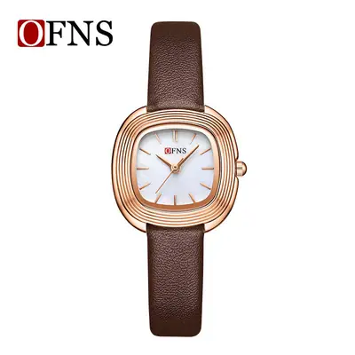 O'Fani Women's Square Dial Quartz Watch Black Leather Strap