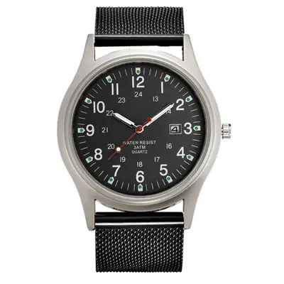 Stainless Steel Watch for Students with Calendar & Quartz