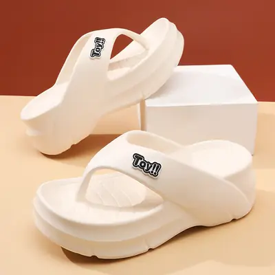 Women's Black Height-Increasing Flip Flops