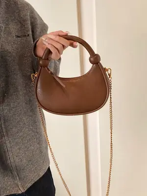 Women's Retro Textured Shoulder Bag Brown 2024