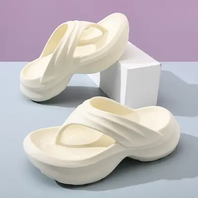Women's White EVA Flip Flops Thick Soled