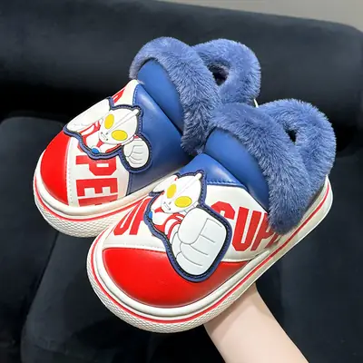 Cute Altman Children's Cotton Slippers Boys 2024 New Winter Indoor Home Exterior Wear Baby Warm Cotton Shoes