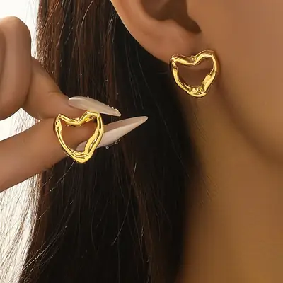 14K Gold Heart Earrings for Women