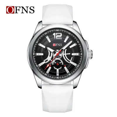 O'Fani Men's Silicone Luminous Quartz Watch White Black Red Green