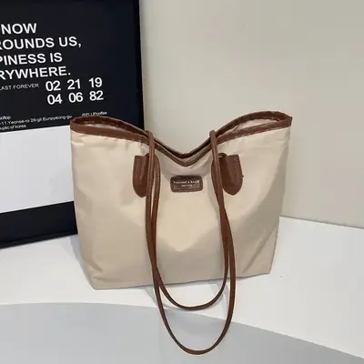 Women's Waterproof Underarm Tote Bag Black Large Capacity